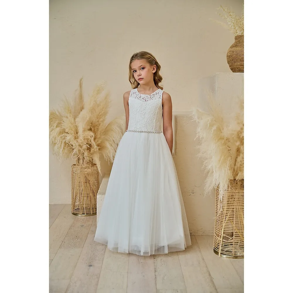 Robe de communion en tulle et dentelle pour fille