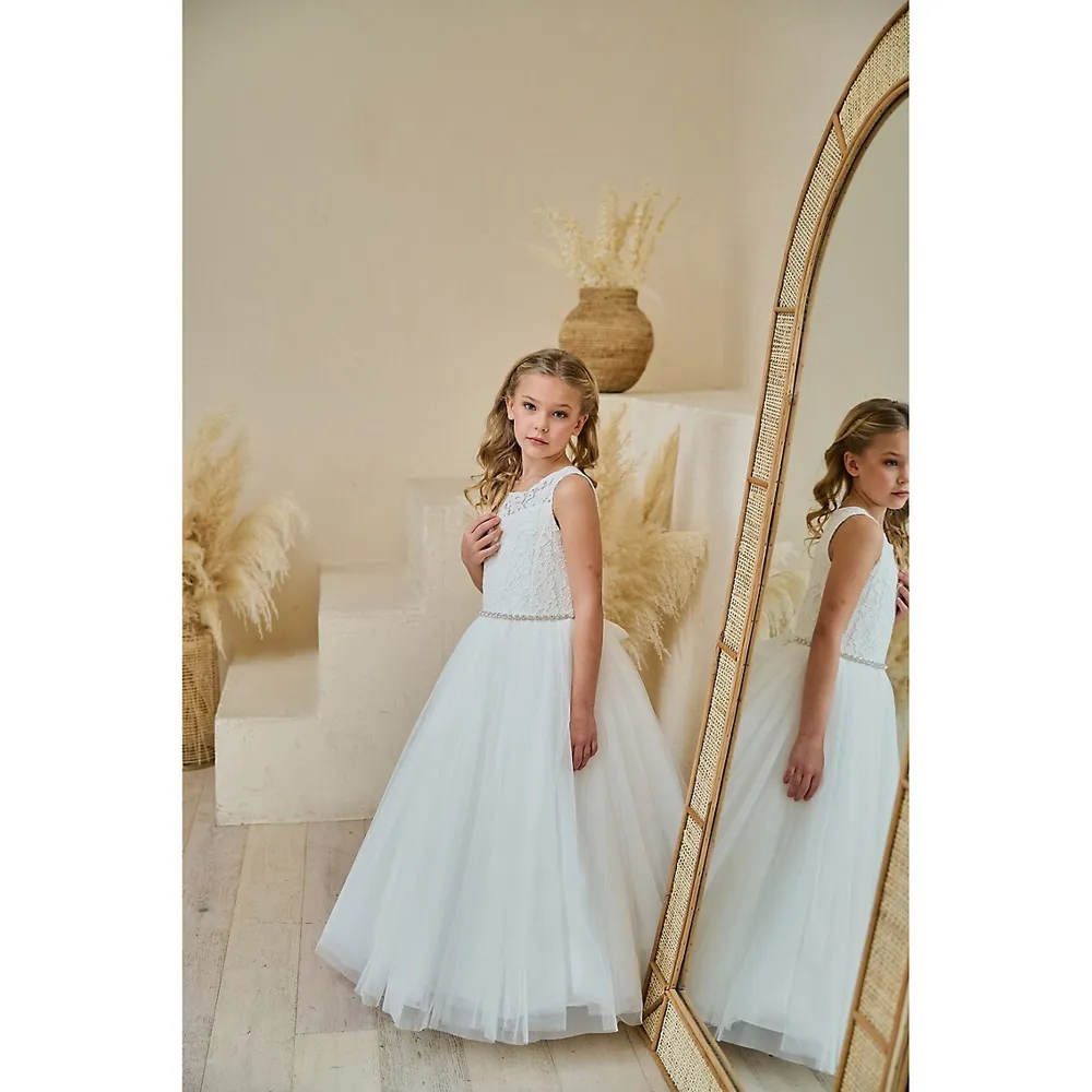 Robe de communion en tulle et dentelle pour fille