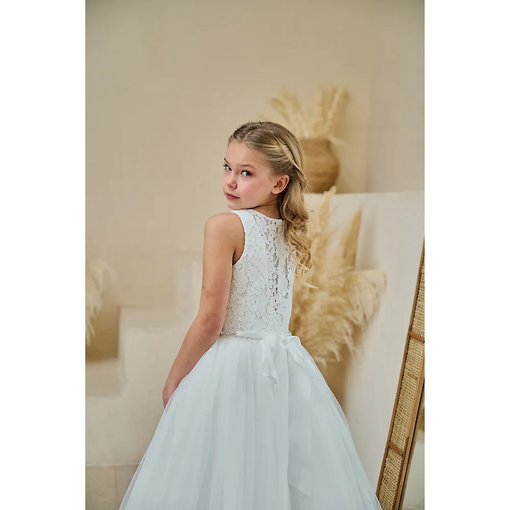 Robe de communion en tulle et dentelle pour fille