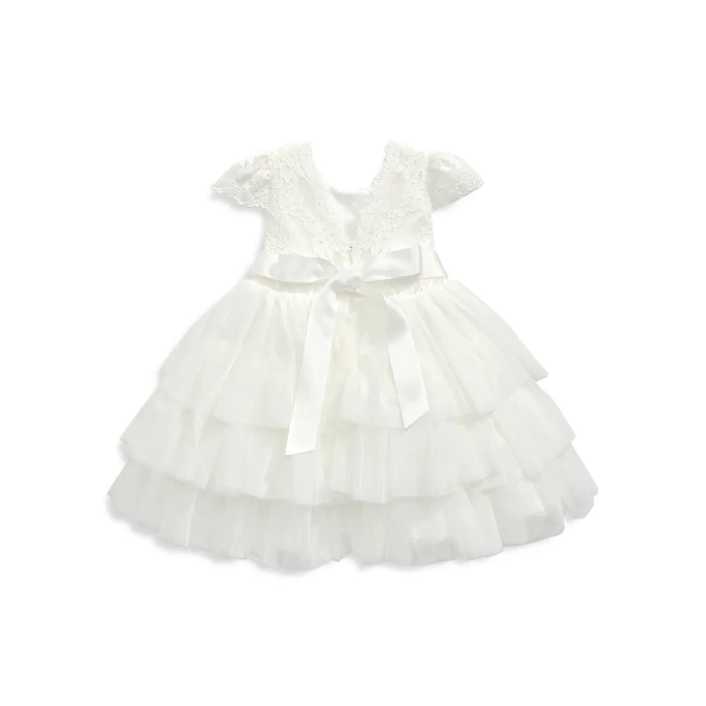 Robe d'occasion spéciale en tulle et dentelle Baptism pour bébé fille