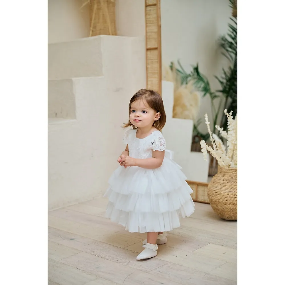 Robe d'occasion spéciale en tulle et dentelle Baptism pour bébé fille