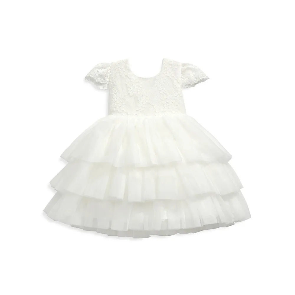 Robe d'occasion spéciale en tulle et dentelle Baptism pour bébé fille