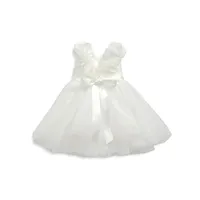 Baby Girl's Baptism Flower V-Back Special Occasion Dress