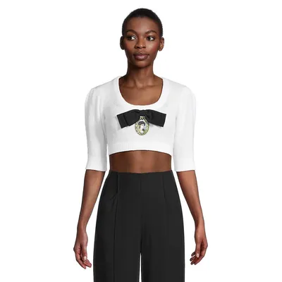 Cameo Appliqué Cropped Sweater