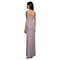 Asymmetric Crystal Strapless Gown