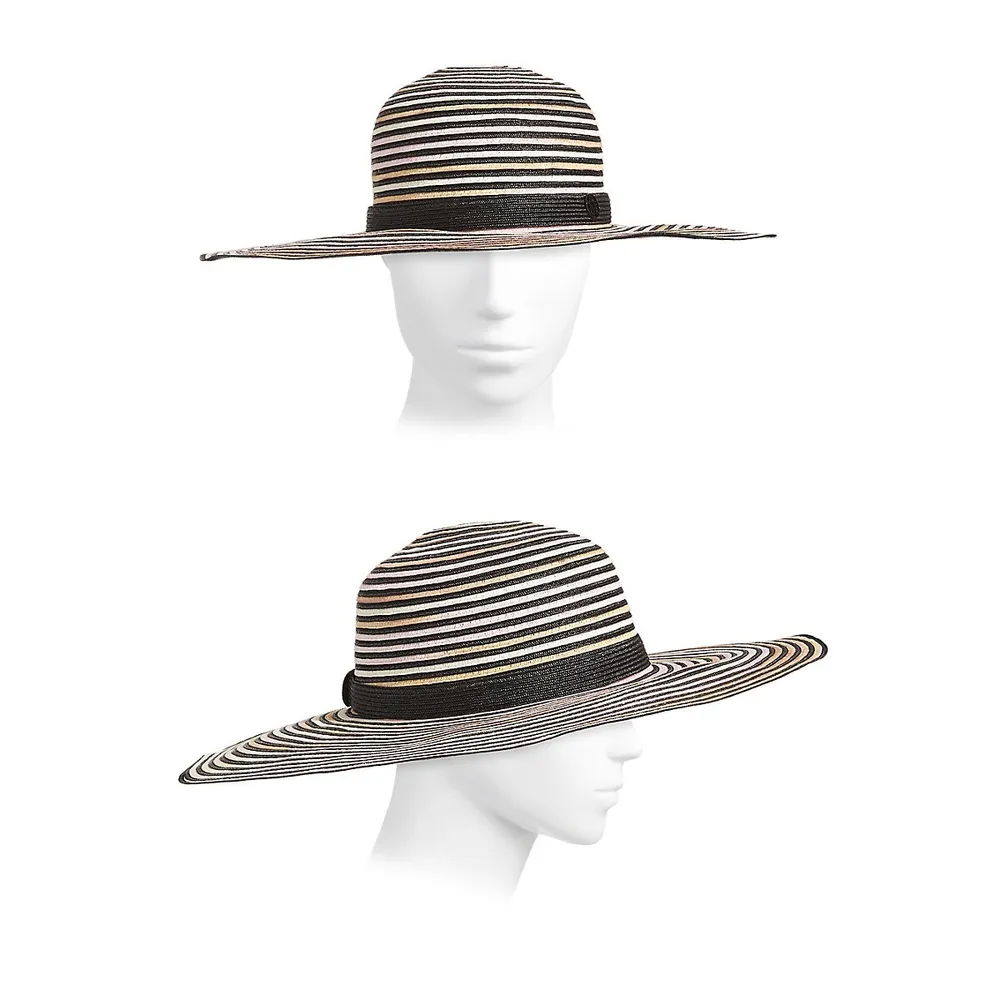 Blanche Striped Straw Capeline Hat