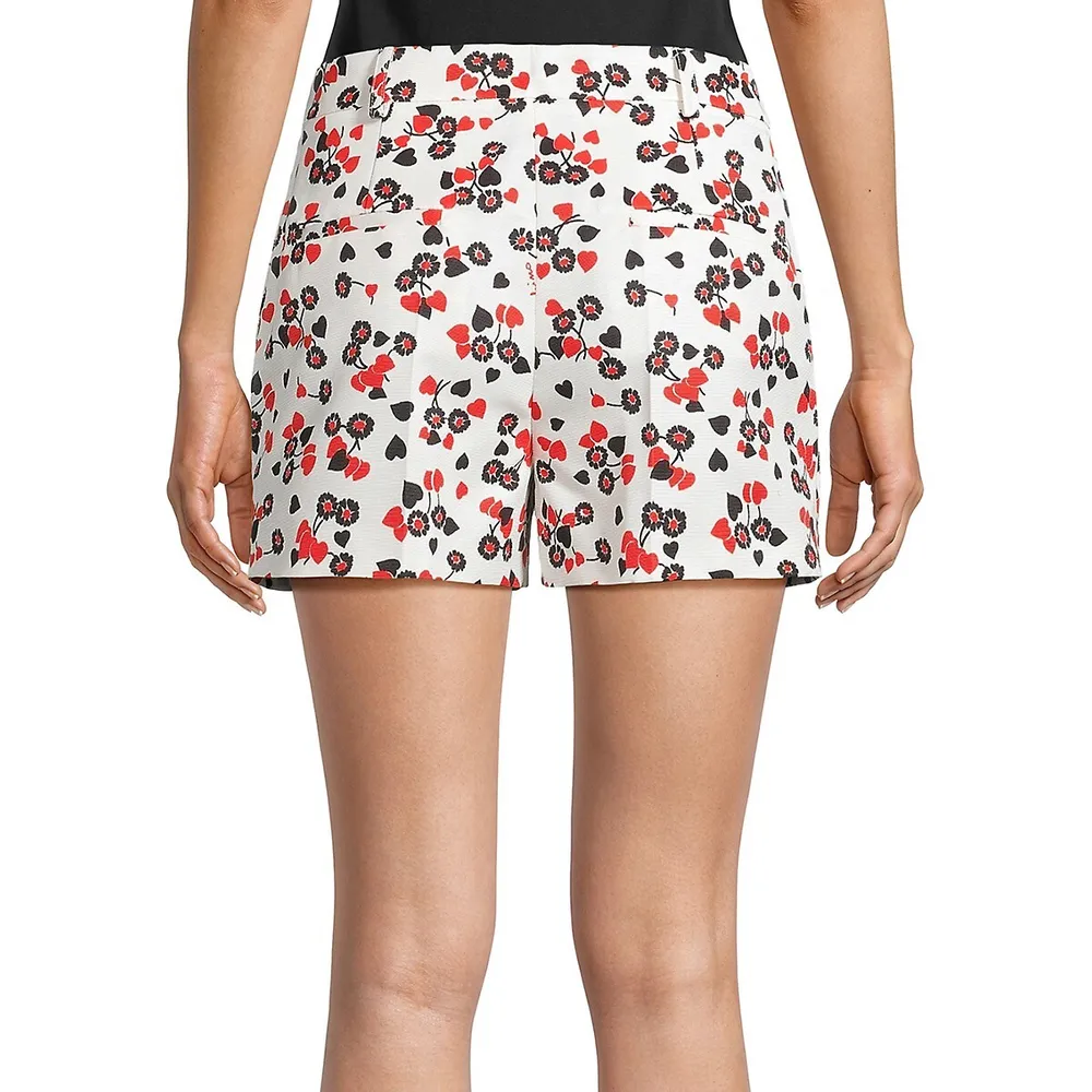 Hearts & Flowers-Print Shorts