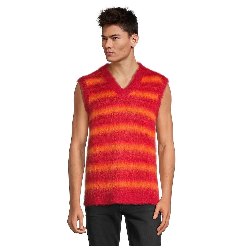Multi, Stripe Knitted Sweater Vest