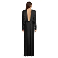 Plunge-Back Satin-Jersey Gown