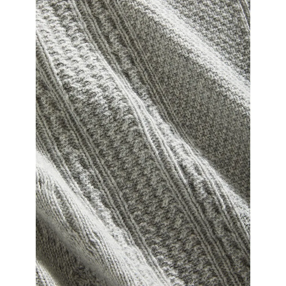 Sterling Stripe Wool-Blend Cable Throw