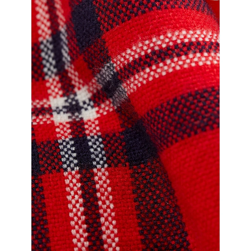 Faux Shearling-Lined Tartan Throw