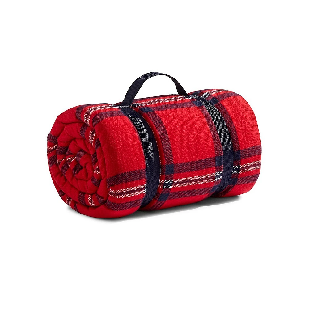 Faux Shearling-Lined Tartan Throw