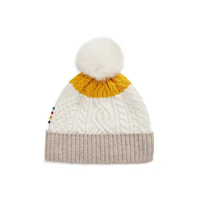 Adult's Wool-Blend Cable-Knit Colourblock Toque
