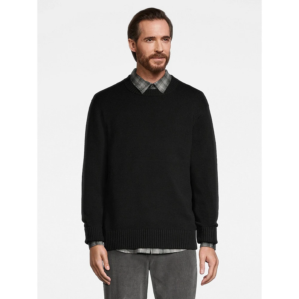 Crewneck Rib-Trim Sweater