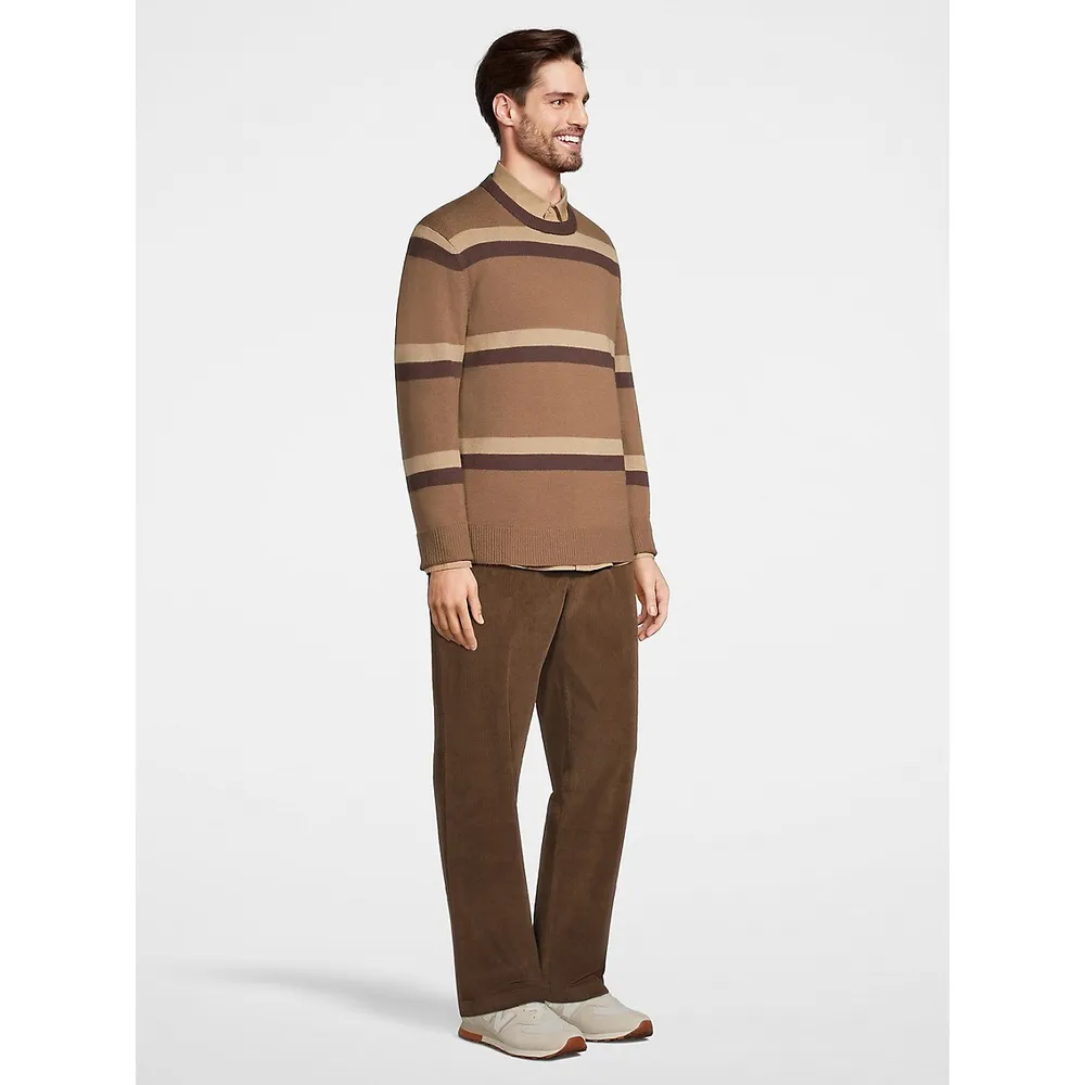 Merino Wool Striped Crewneck Sweater