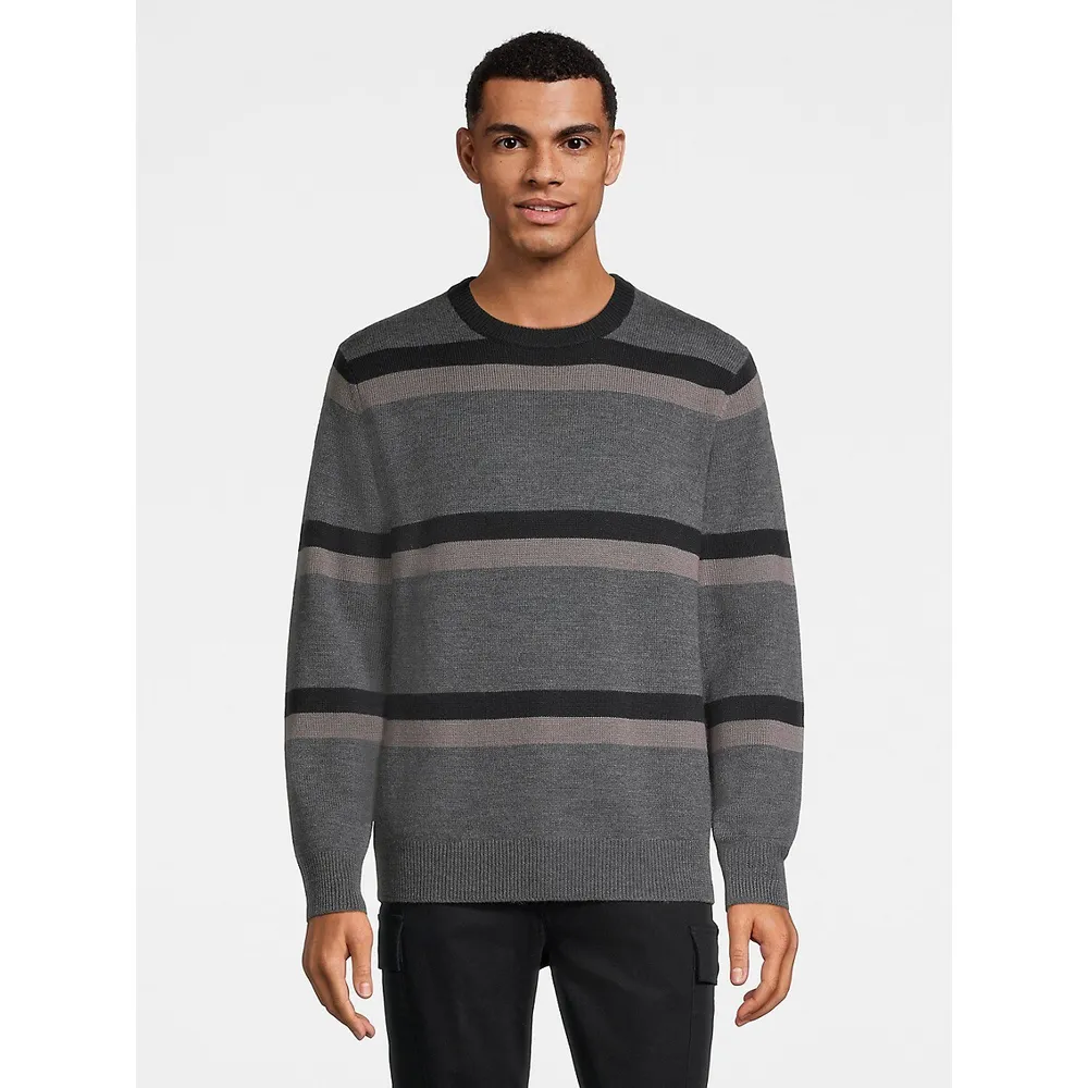 Merino Wool Striped Crewneck Sweater