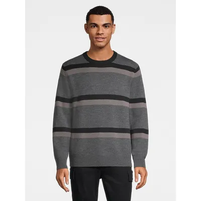 Merino Wool Striped Crewneck Sweater