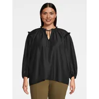 Plus Ruffle-Sleeve Blouse