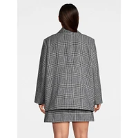 Plus Boxy Double-Breasted Plaid Blazer