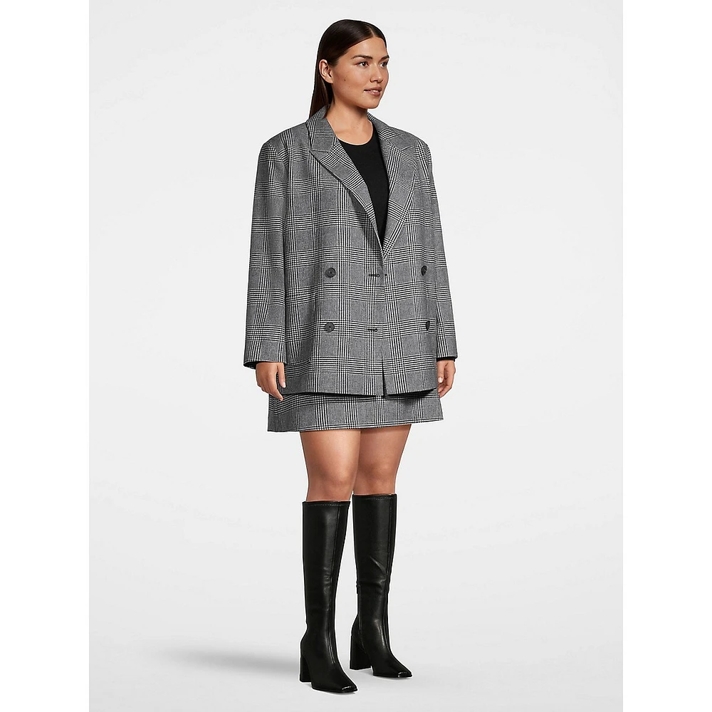 Plus Blazer croisé droit à carreaux