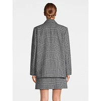 Boxy Double-Breasted Plaid Blazer
