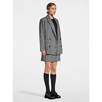 Boxy Double-Breasted Plaid Blazer