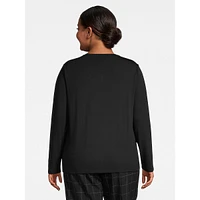 Plus Long-Sleeve Crewneck Top