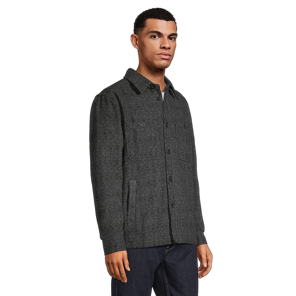 Saskatoon Monogram-Pattern Woven Overshirt