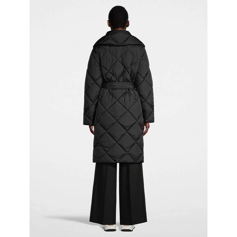 Parka long à nouer col châle