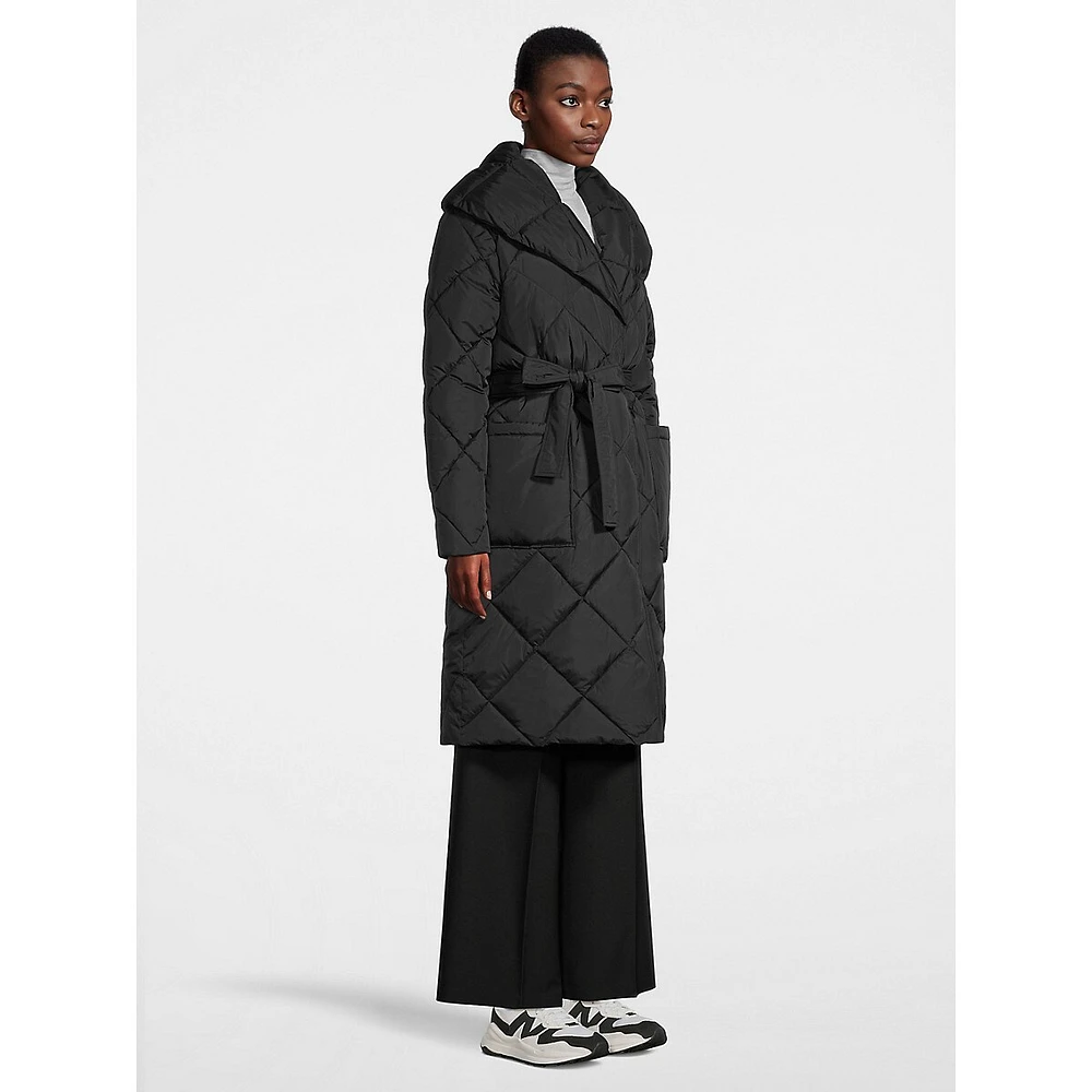 Parka long à nouer col châle