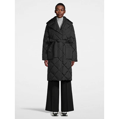 Tied Shawl-Collar Longline Parka