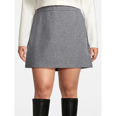Plus Wool-Blend A-Line Mini Skirt