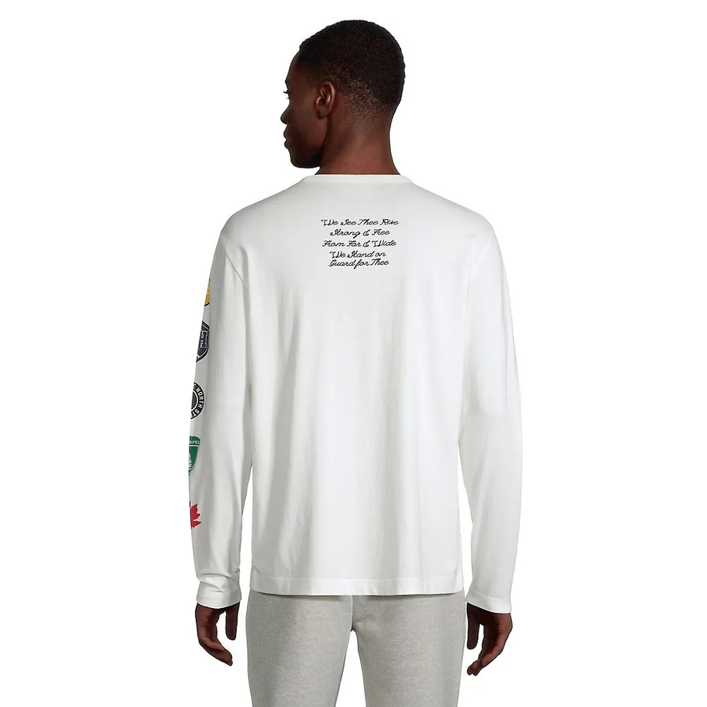 Unisex Organic Cotton Varsity Graphic Long-Sleeve T-Shirt