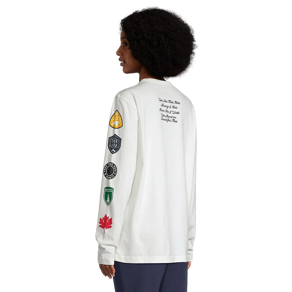 Unisex Organic Cotton Varsity Graphic Long-Sleeve T-Shirt