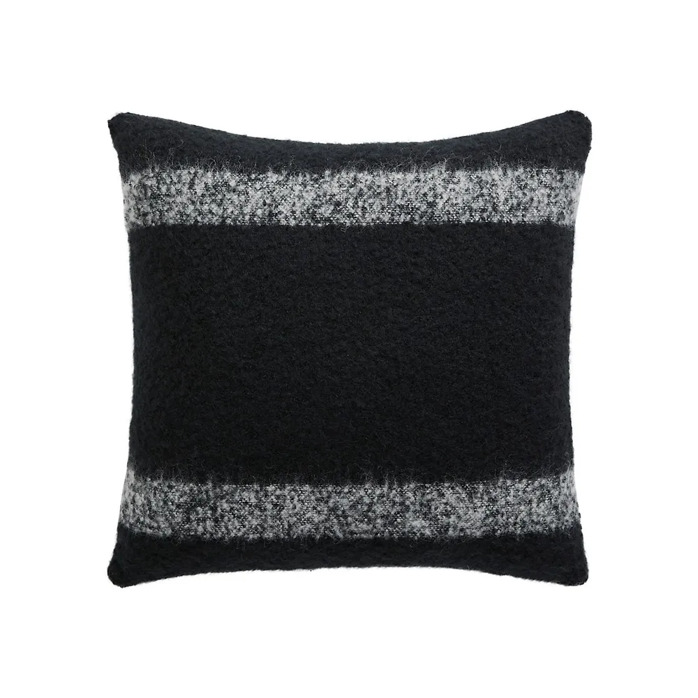 All Season Anthracite Striped Wool-Blend Cushion