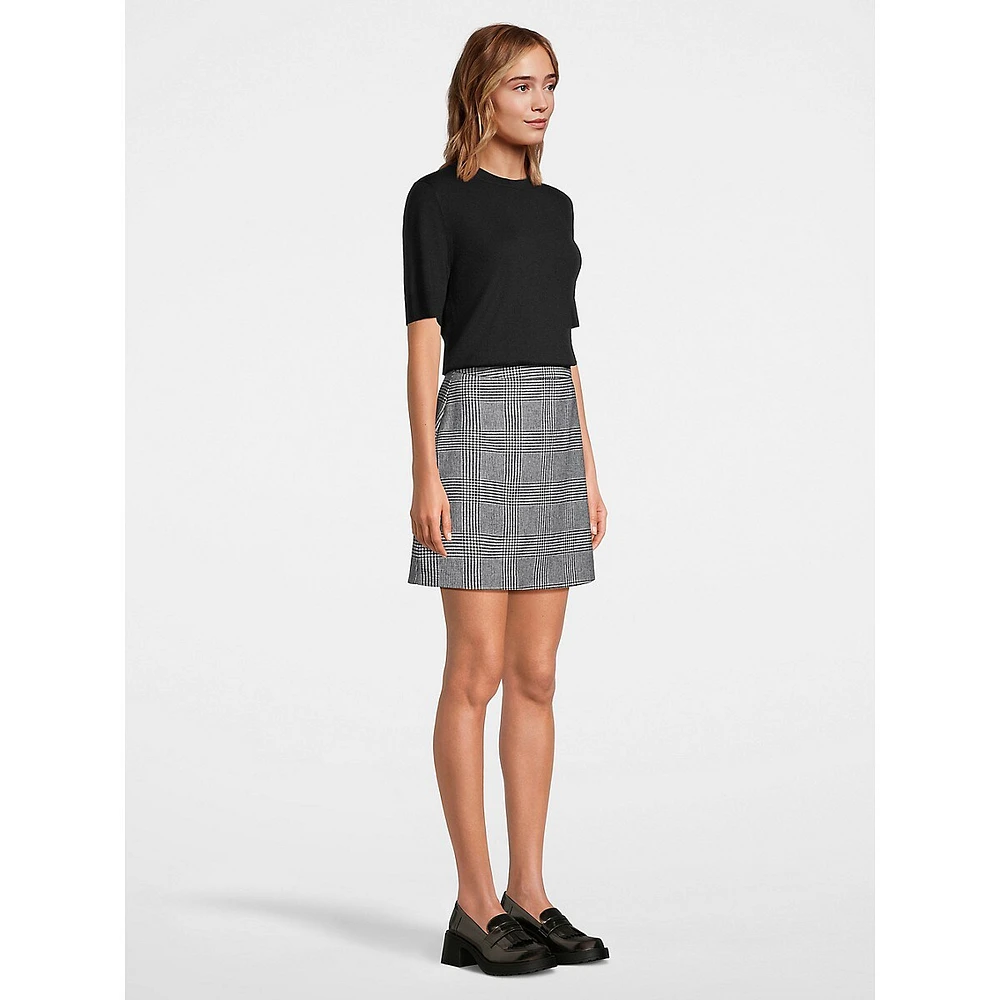 Wool-Blend A-Line Mini Skirt