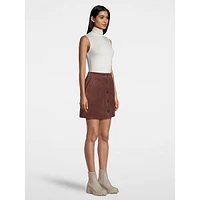Drapey Corduroy Button-Front Mini Skirt