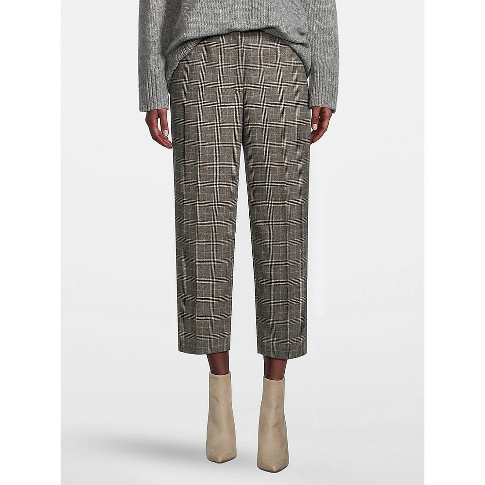 Wool-Blend Plaid Ankle Pants