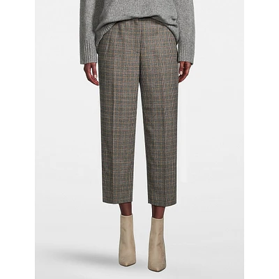 Wool-Blend Plaid Ankle Pants