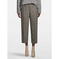 Wool-Blend Plaid Ankle Pants