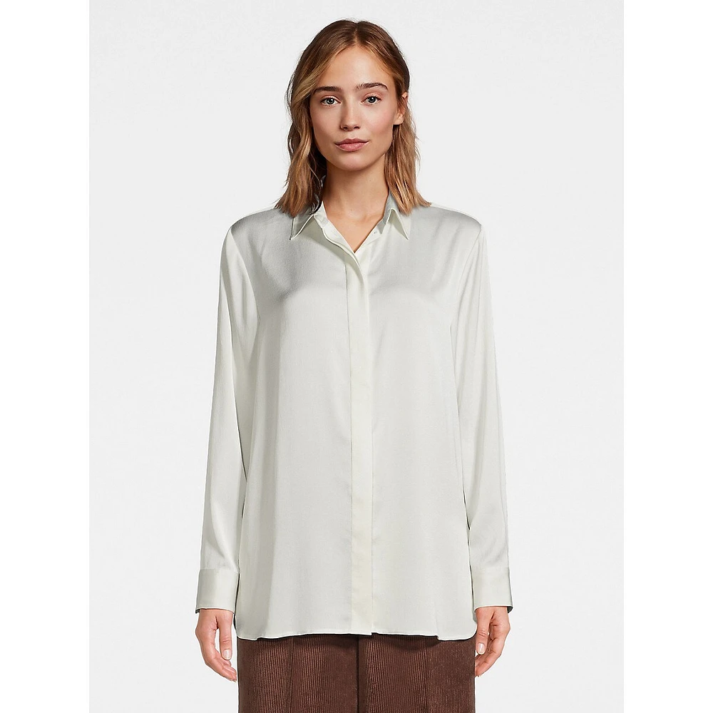 Drapey Textured Satin Shirt