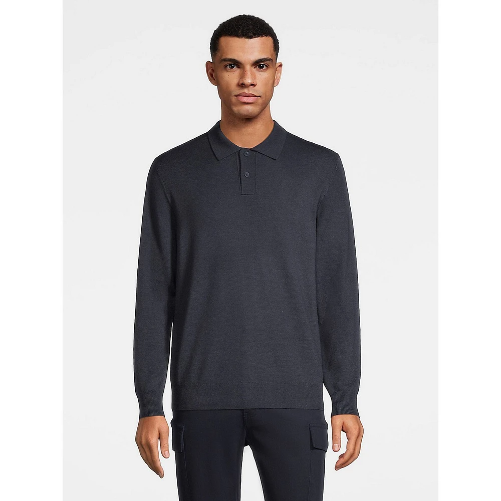 Merino Wool Polo Sweater