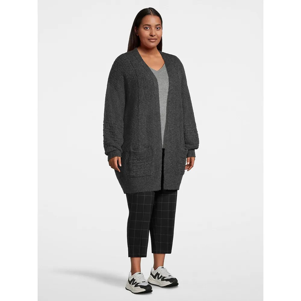 Plus Open-Front Cable Cardigan