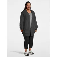 Plus Open-Front Cable Cardigan