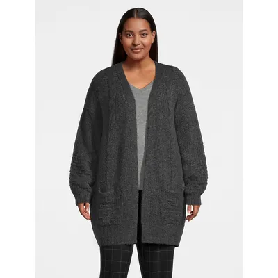 Plus Open-Front Cable Cardigan