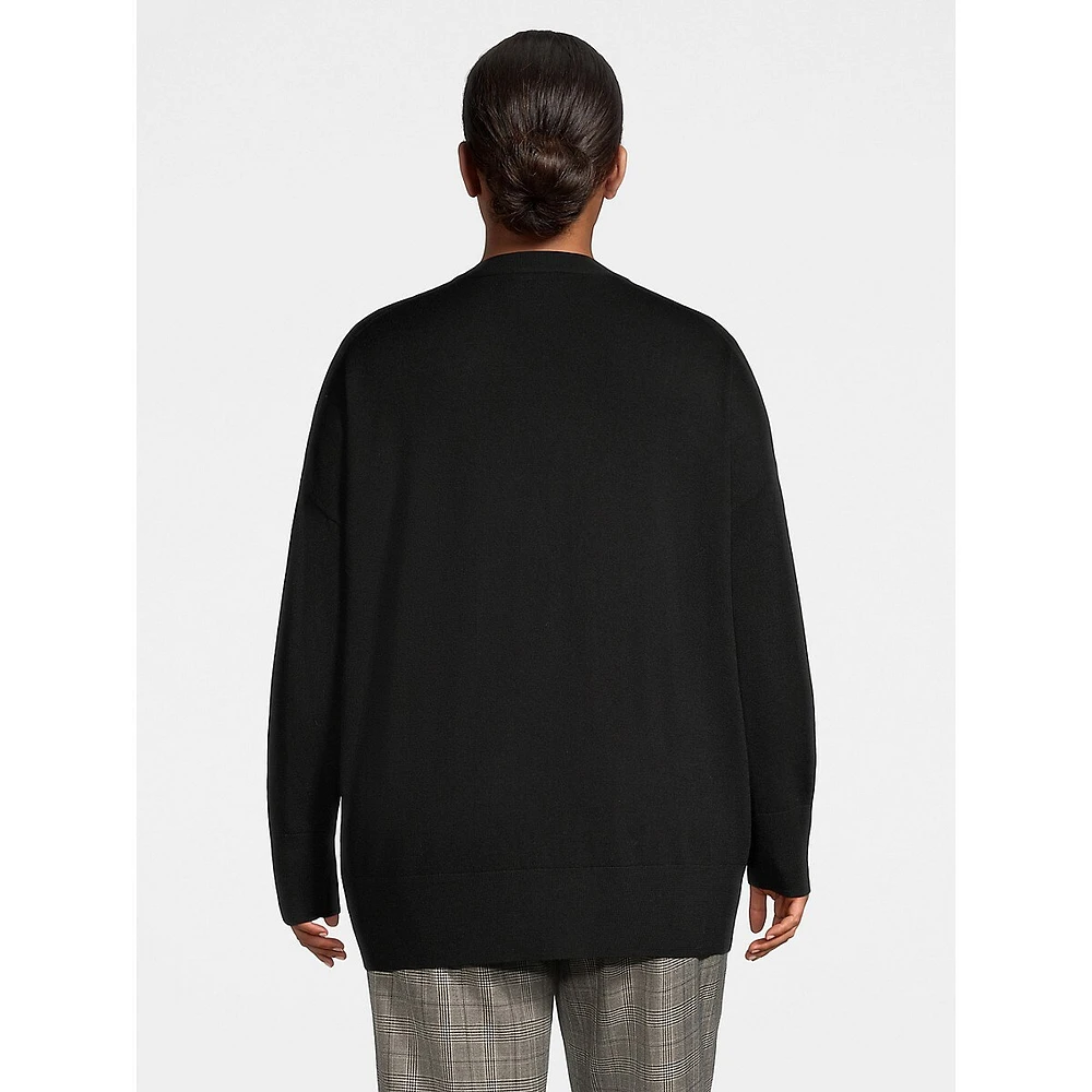 Plus Relaxed Fine-Gauge Merino Wool Cardigan