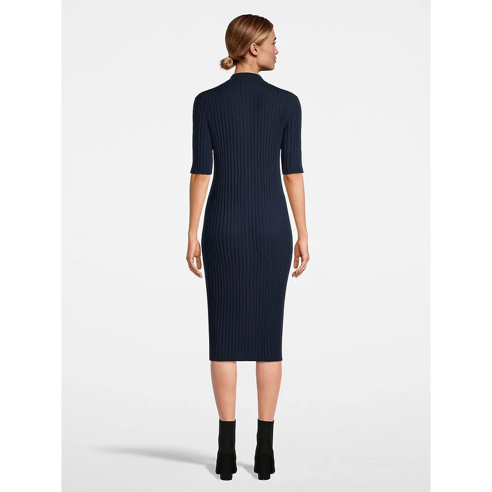 Merino Wool Buttoned Midi Sweater Dress