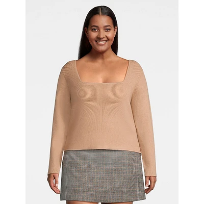 Plus Squareneck Rib Sweater