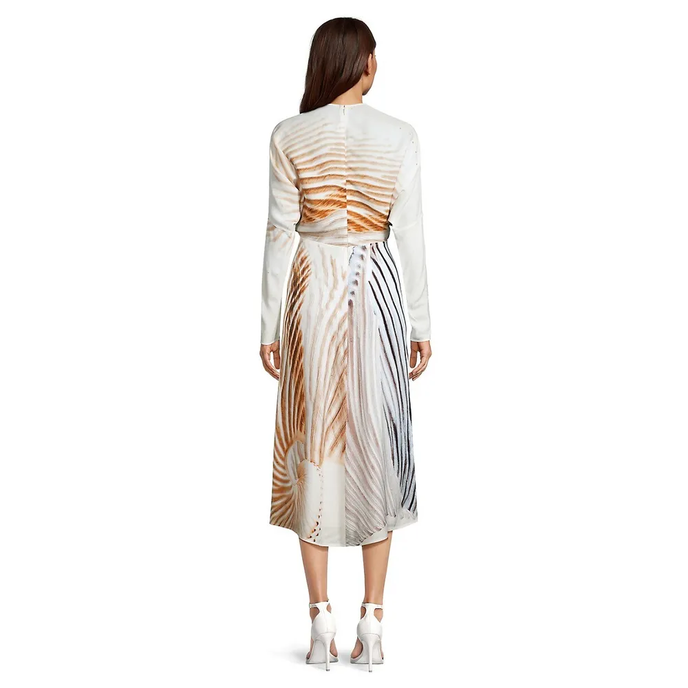Striped-Print Midi Dress