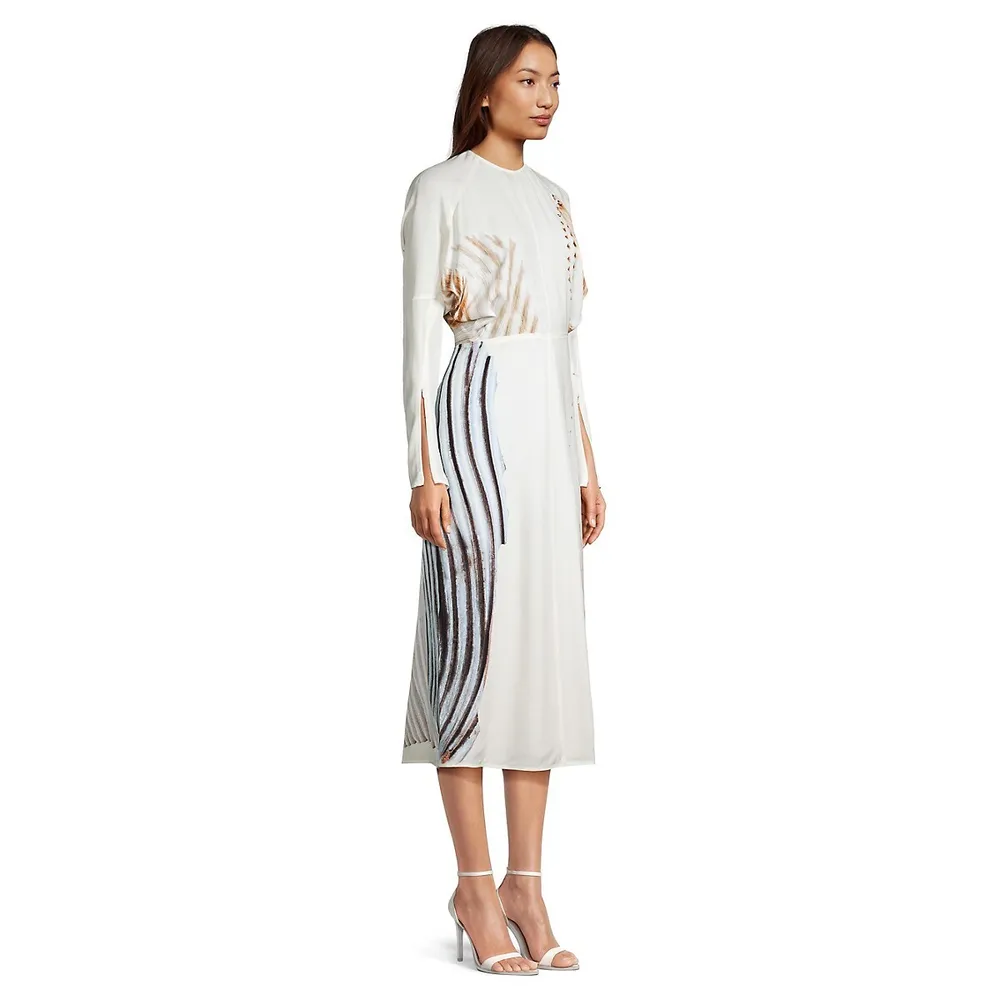 Striped-Print Midi Dress